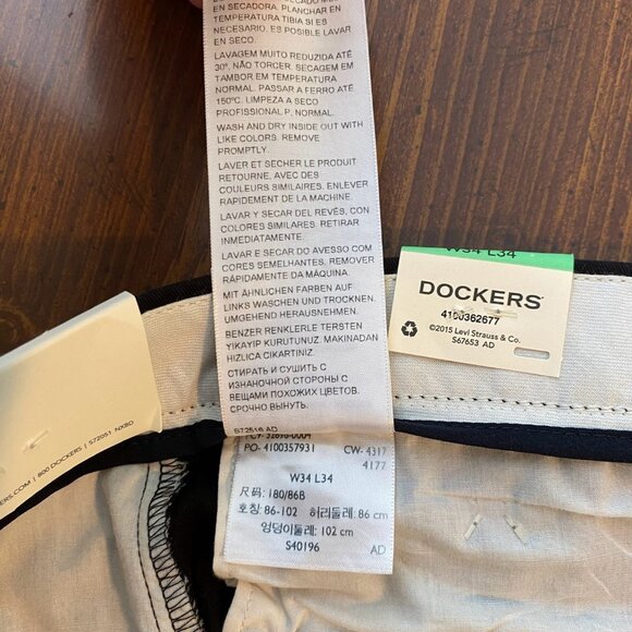Dockers Men's Classic Fit Pants All Motion Comfort Waistband 34x34 Black NEW NWT - Picture 8 of 14